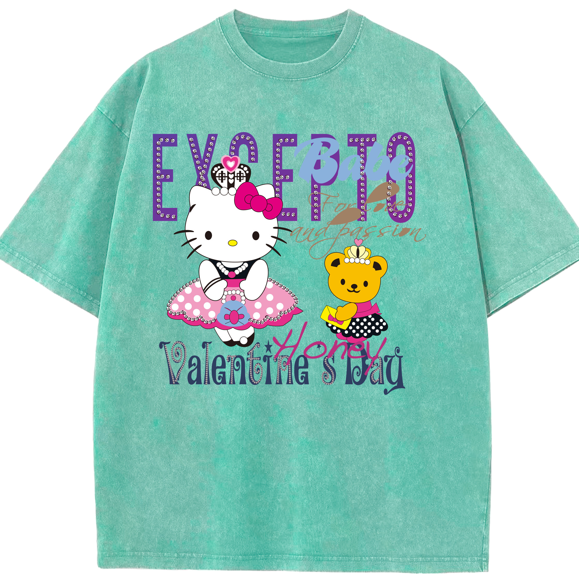 （画像用） Hello Kitty ハローキティ 綿100% ヴィンテージ風 半袖Tシャツ（フロントプリント）